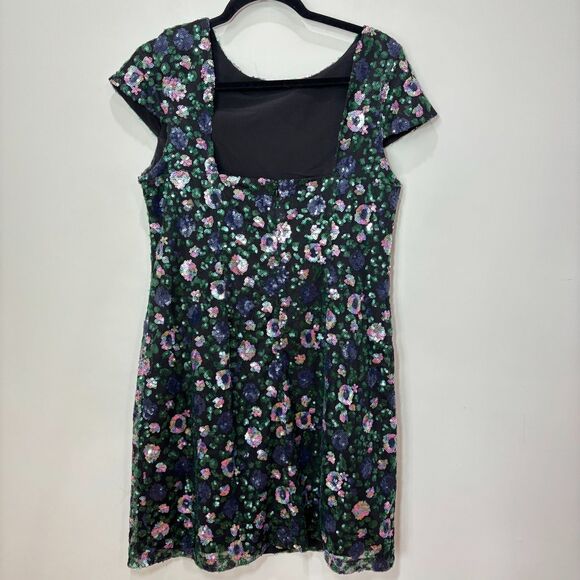 Sam Edelman Women Sequin Floral Mini Dress Size 10 Black Swiftie NYE Party Disco - Picture 5 of 9